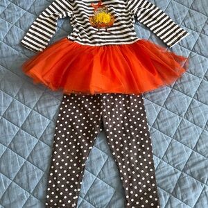 Orange and Black Striped Kids Thanksgiving Set